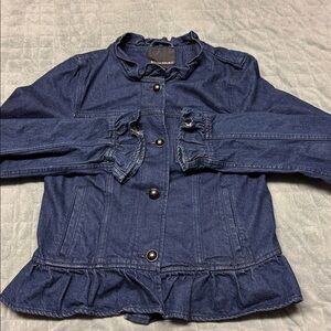 Banana Republic Denim Jean Jacket, Ruffles, Blue, Buttons, Size S